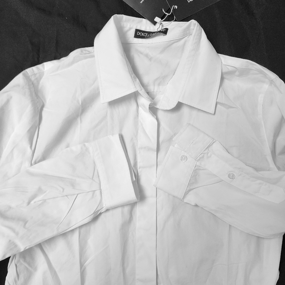Dolce & Gabbana White Cotton Collared Long Sleeves Shirt Top - Picture 2 of 10